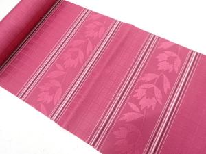 アンティーク　横段に花模様織り出し　八寸帯地反物